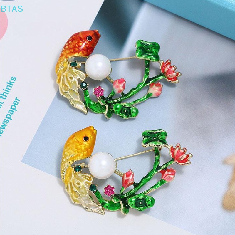 Ghim Cài Áo Hình Cá Đính Đá Phong Cách Vintage