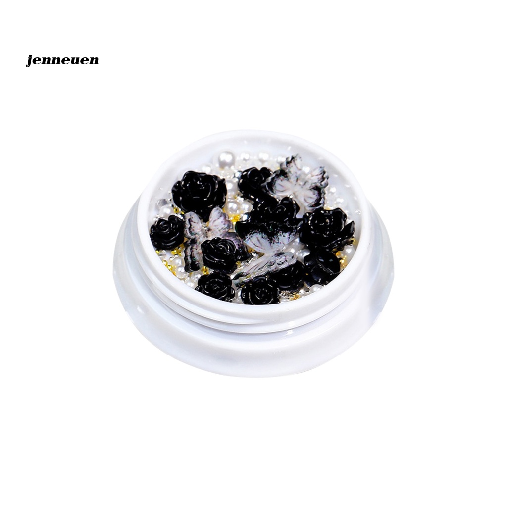 1 Hộp Hoa Trà Đính Ngọc Trai Và Cánh Bướm Trang Trí Móng Tay