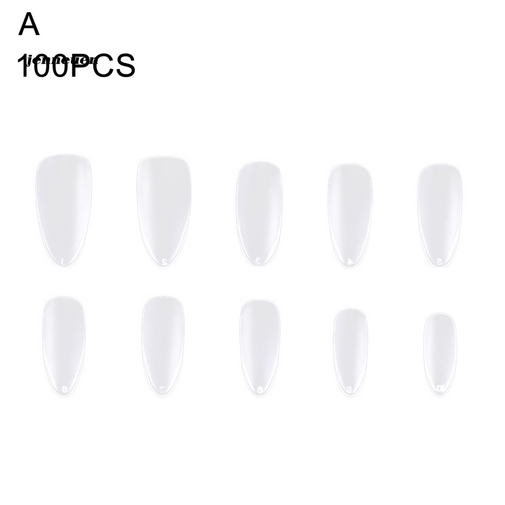 Bộ 100 Móng Tay Giả Bằng Nhựa Trong Suốt Không Mùi Tiện Dụng DIY