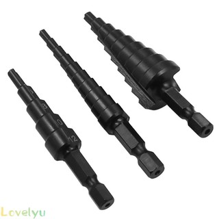 ⭐LOVE⭐ Step Drill Bit 3pcs Black Multiple Sizes Workshop Equipment Power Tools