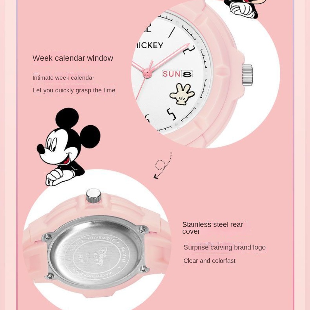 Đồng Hồ Đeo Tay Disney Dạ Quang Chống Thấm Nước Thời Trang Đơn Giản 2023