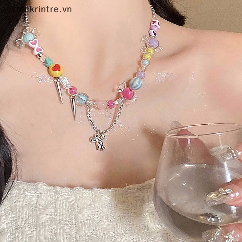 Dây Chuyền / Vòng Tay Đính Nơ Tua Rua Nhiều Màu Ngọt Ngào Cho Nữ