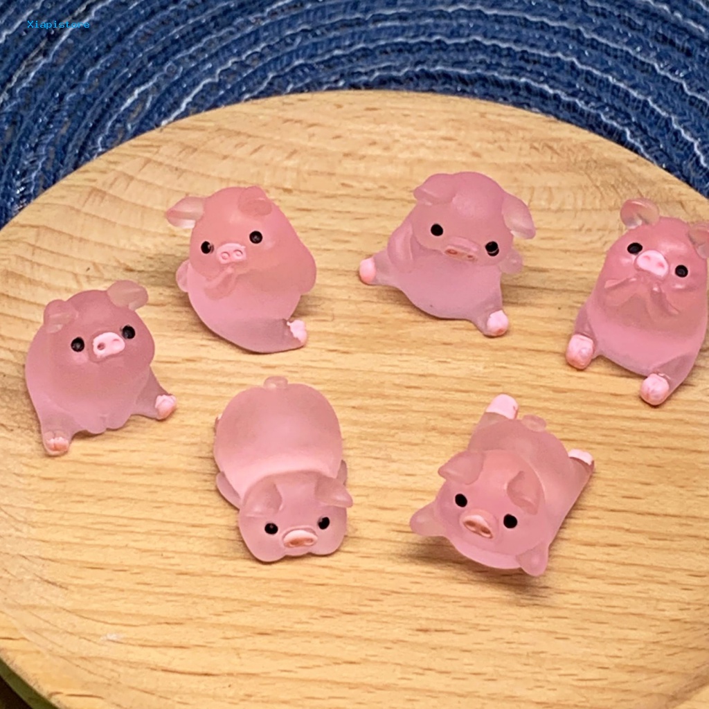 Set 6 Khuôn Trưng Bày Mô Hình Chú Heo Mini Siêu Nhẹ Nhiều Hình Dạng Trang Trí Bảng Điều Khiển Xe Hơi