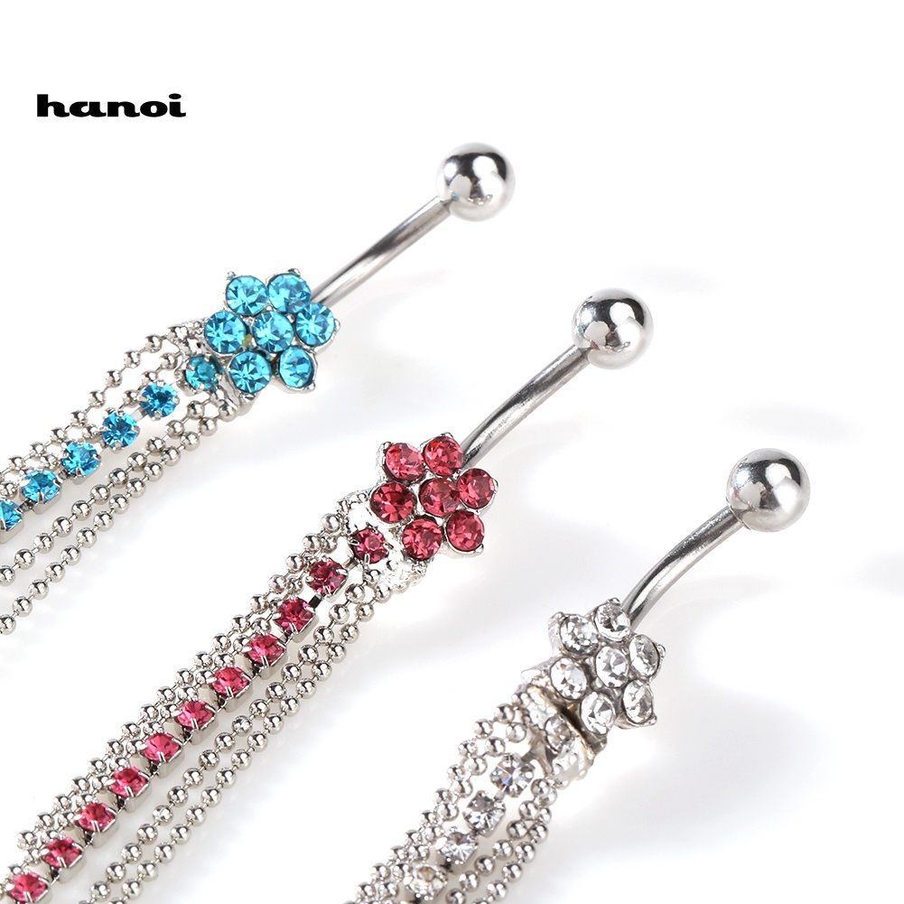 1 Khuyên Rốn Hình Hoa Đính Đá Nhân Tạo Thời Trang