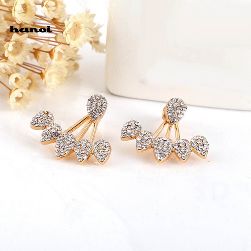 Khuyên Tai Đính Đá Hình Giọt Nước Lưng Thời Trang