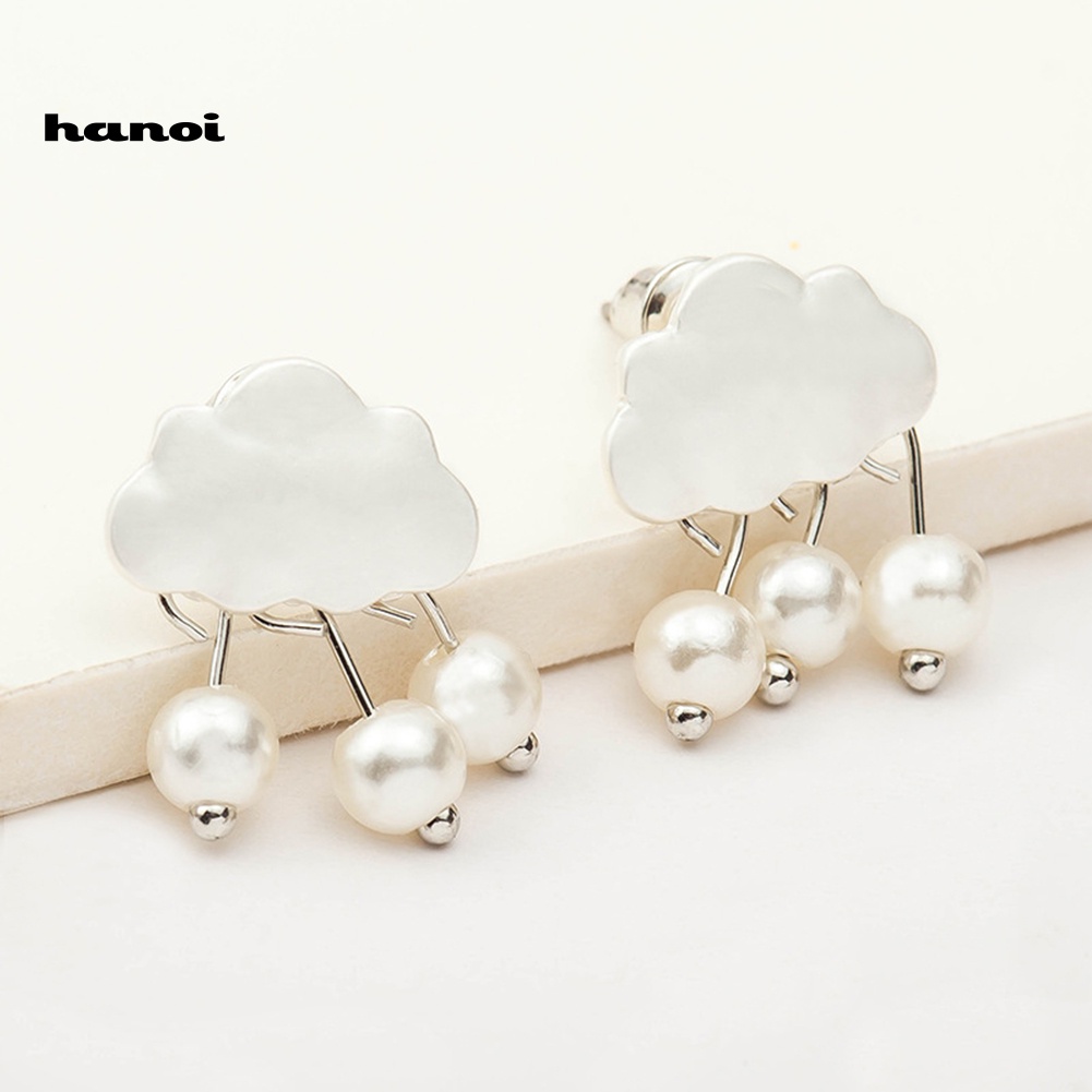 Bông Tai Hình Đám Mây Mưa Đính Ngọc Trai Giả Thời Trang Cho Nữ