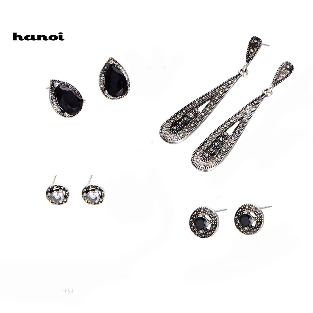 Set 4 Đôi Khuyên Tai Đính Đá Phong Cách Bohemian Thanh Lịch Dành Cho Nữ