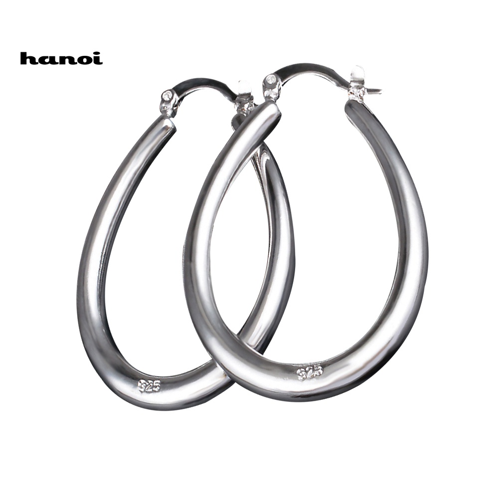 Đôi Khuyên Tai HìNh Oval Mạ BạC ThờI Trang Cho Nữ