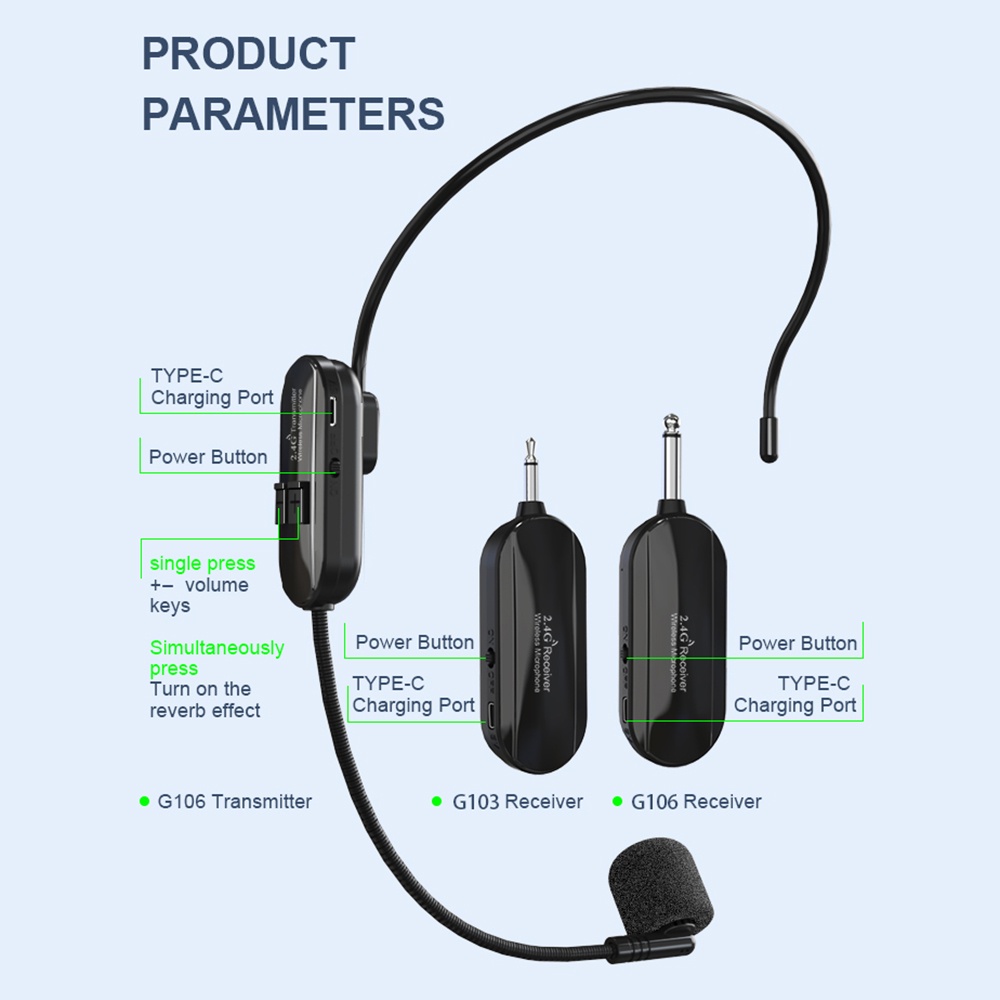 VIRWIR Bộ Micro Không Dây 2.4G Kèm Thiết Bị Nhận Dành Cho Loa Khuếch Đại Âm Thanh