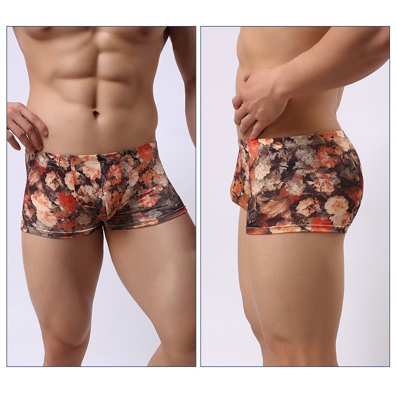 Quần Lót Boxer Lưng Thấp Thoáng Khí In Hoa Kiểu Vintage Cá Tính Cho Nam
