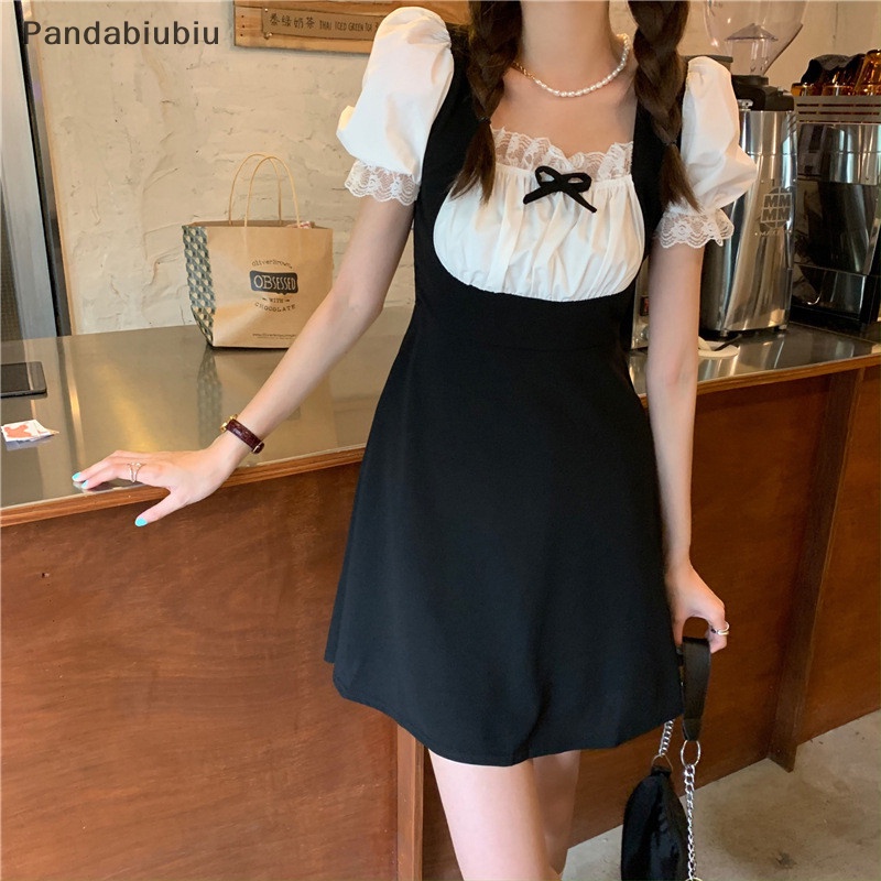 Đầm Nữ Ren chắp vá fack hai mảnh Mini Kawaii phong cách Nhật Bản học sinh ngọt ngào thời trang Lolita Mùa Hè Thiết kế thời trang đường phố Joo