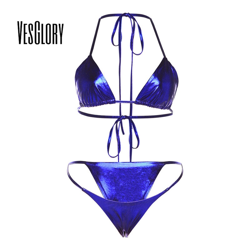 Bộ Bikini Hai Mảnh Hở Lưng Màu Trơn Thời Trang 2023 Cho Nữ