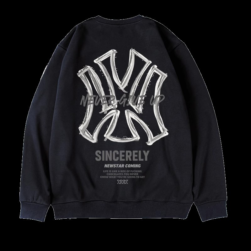 Áo sweater nam bigsize có size lớn M-8xl Áo Nỉ Dài Tay Dáng Rộng In Chữ Phong Cách Hồng Kông Thời Trang Cho Nam Và Nữ