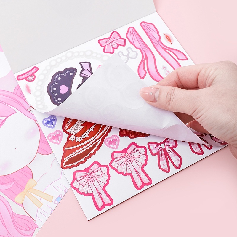 Nhãn dán trang điểm thay đổi hình công chúa bóc dính sticker make up đồ chơi thủ công DIY quà tặng trang trí cho bé gái yk