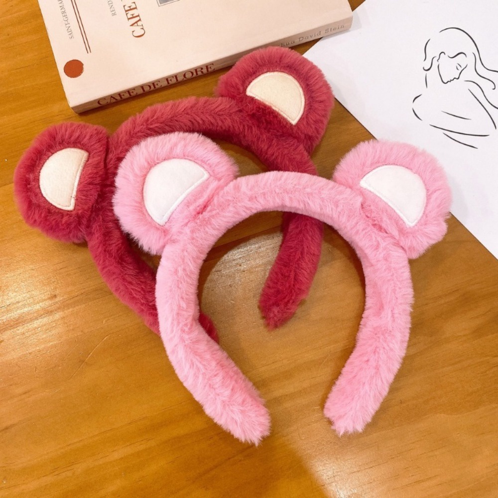 Băng đô cài tóc rửa mặt Hình Tai Gấu Bông Màu Hồng Dễ Thương