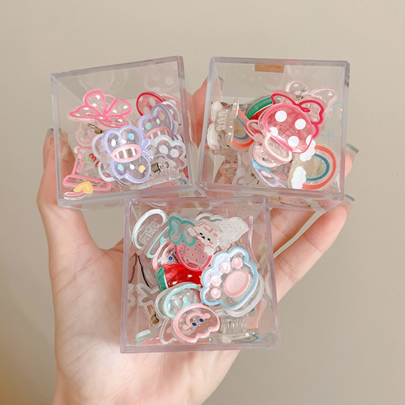 Bộ Kẹp Tóc Mini Bằng Acrylic Hình Trái Cây Hoạt Hình Phong Cách Hàn Quốc Dễ Thương Cho Bé