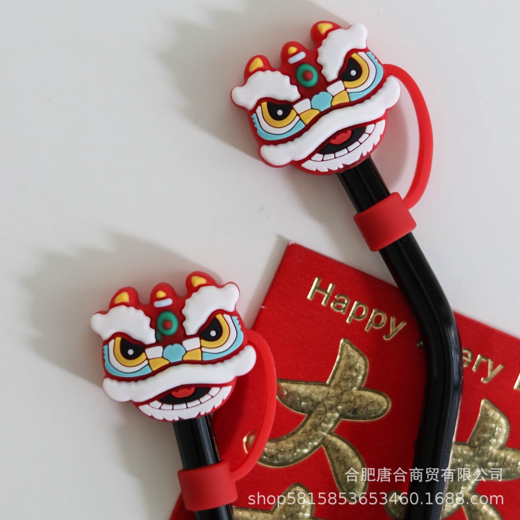 Ống Hút Thủy Tinh Starbucks 6-8mm Họa Tiết Sư Tử Dễ Thương Có Thể Tái Sử Dụng Cho Halloween / Giáng Sinh / Giáng