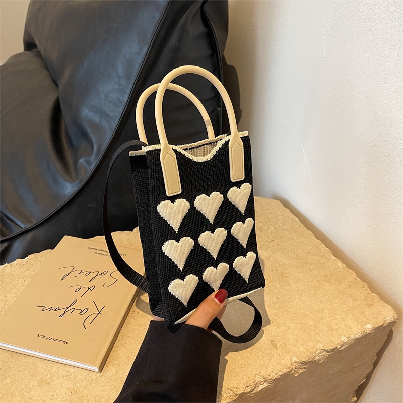 Túi Đeo Vai Đan Len Nhỏ Xinh Màu Sắc Tương Phản Thời Trang Mùa Hè 2023