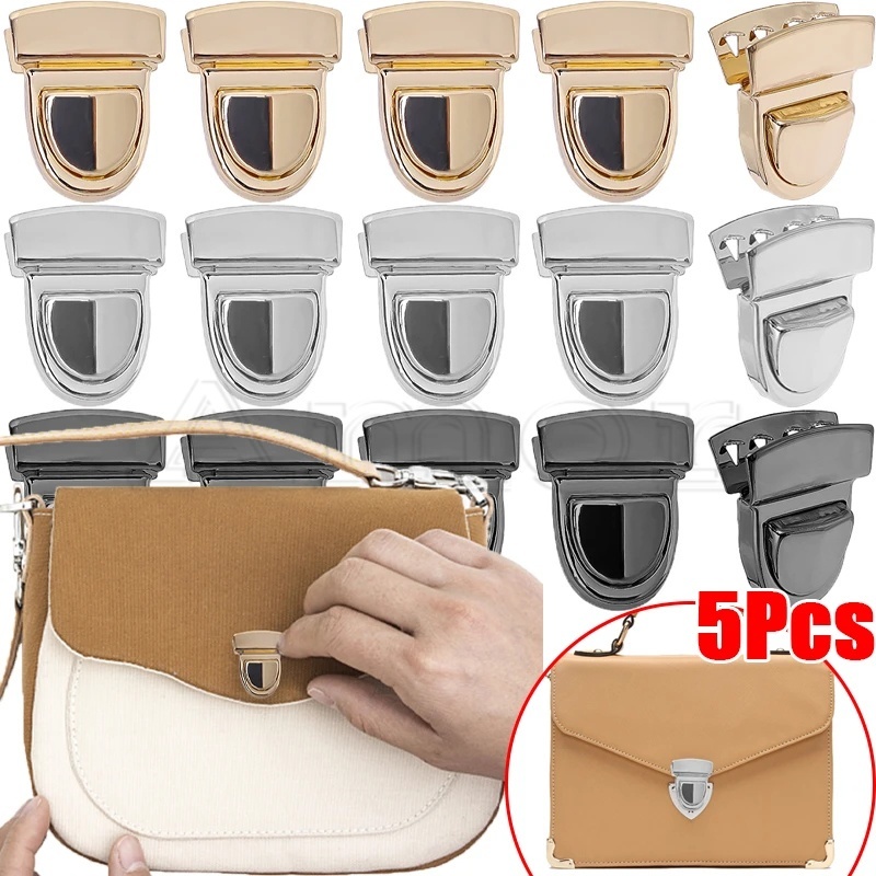 Bộ 5 Khóa Lưỡi Vịt Bằng Kim Loại Dùng Làm Túi Xách Da DIY