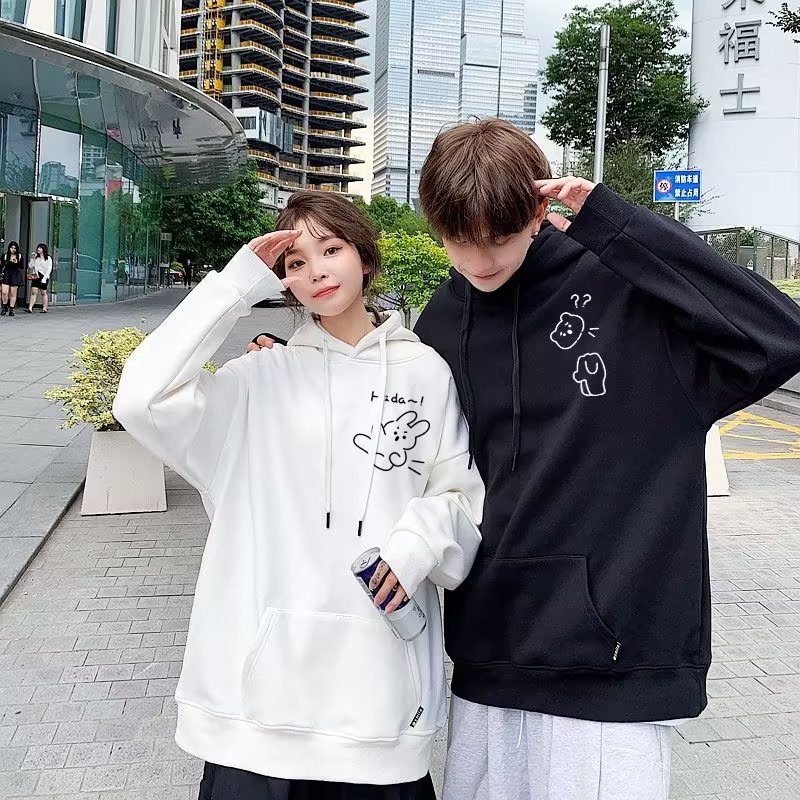 Áo Khoác Hoodie In Hình Thỏ Gấu Dễ Thương Phong Cách Hàn Quốc Cho Cặp Đôi