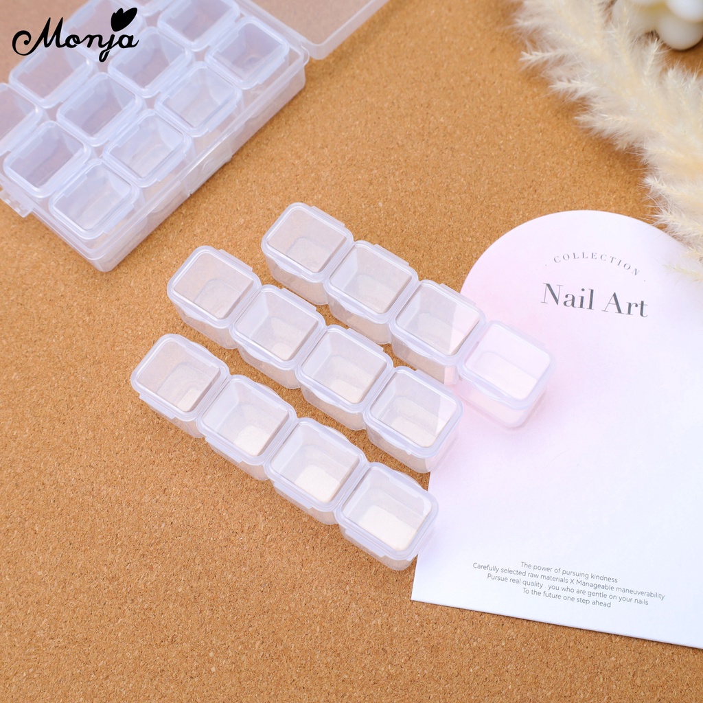 Monja Hộp Nhựa 112 Ngăn Đựng Phụ Kiện Làm Móng Kim Cương Đa Năng Hình Chữ Nhật