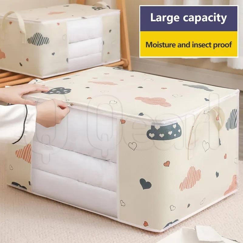 Túi Vải Không Dệt Đựng Chăn Mền Chống Bụi Chống Ẩm In Hình Đám Mây Hoạt Hình Có Thể Gấp Gọn