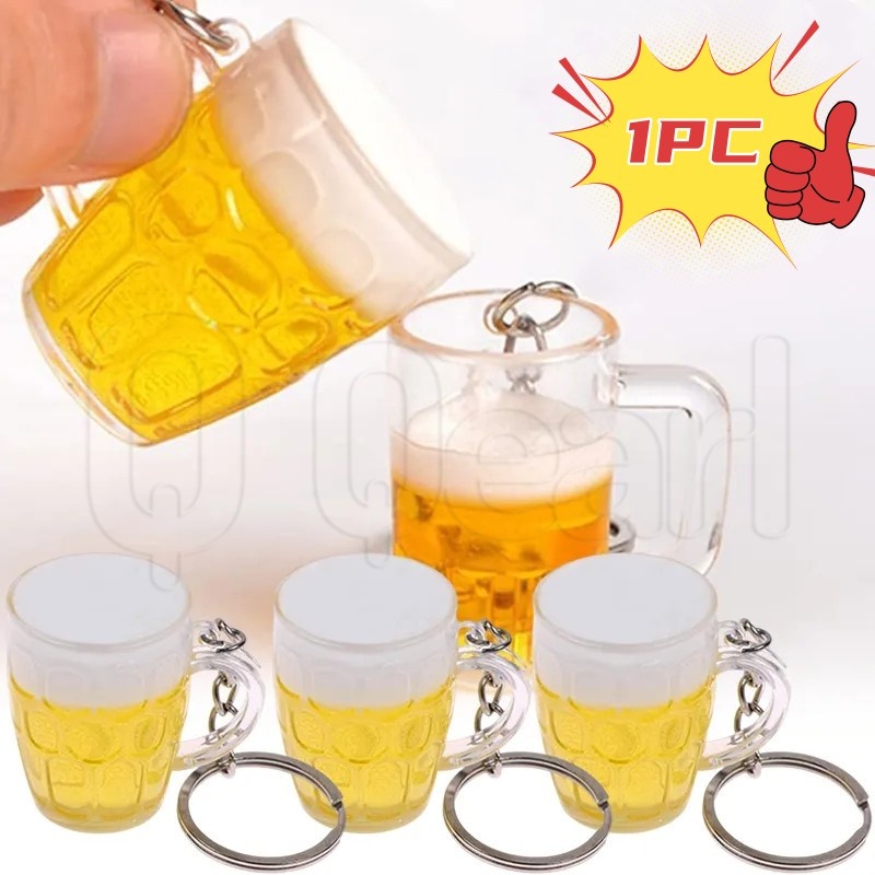 Móc Khóa Hình Cốc Bia / Túi Xách Mini Bằng Acrylic Độc Đáo DIY