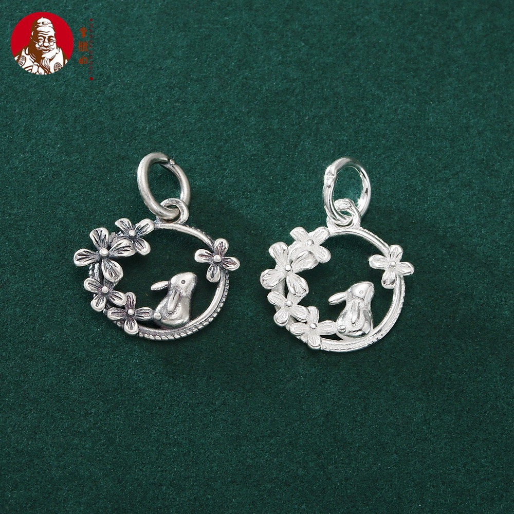 Mặt Dây Chuyền Hình Thỏ Bằng Bạc S925 Đính Đá Ngọc Bích Sang Trọng