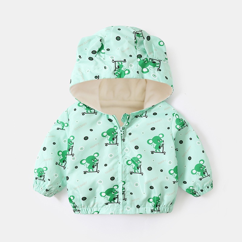 Áo khoác gió tai gấu liền mũ trẻ em Hàng Quảng Châu cao cấp cho bé trai bé gái mặc thu đông AD07