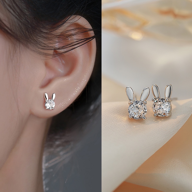 Bông Tai Mạ Bạc 925 Hình Hoa Bướm Đính Đá Zircon Đơn Giản Cho Nữ