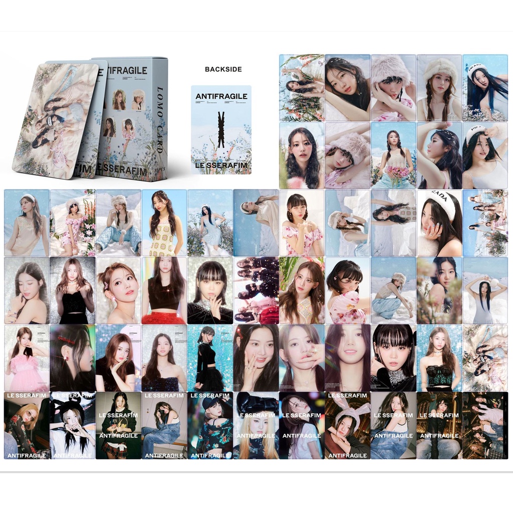 55pcs/box LE SSERAFIM FREALESS Album ANTIFRAGILE Photocards Eunchae Chaewon Sakura Kazuha Yunjin Lomo Cards Lesserafim Kpop Postcards LETAOTAO2023