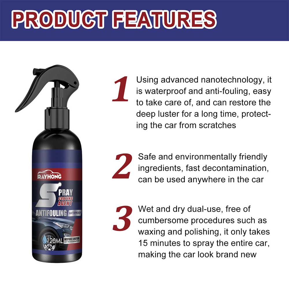 RAYHONG Ceramic Coating For Cars Paint Mirror Shine Crystal Wax Spray Nano Anti-Fouling Auto Ceramic Coating Quick Coat Hydrophobic Polish Waterless Car Wash Wax And Long Lasting