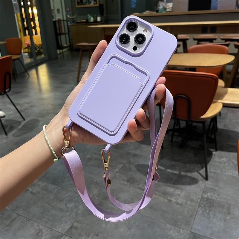 Túi đựng thẻ màu xanh lá cây sang trọng bao đựng điện thoại mềm cho iphone 13 12 14 pro max 14 plus 11 15 pro max x xr xsmax crossbody lanyard rope cover