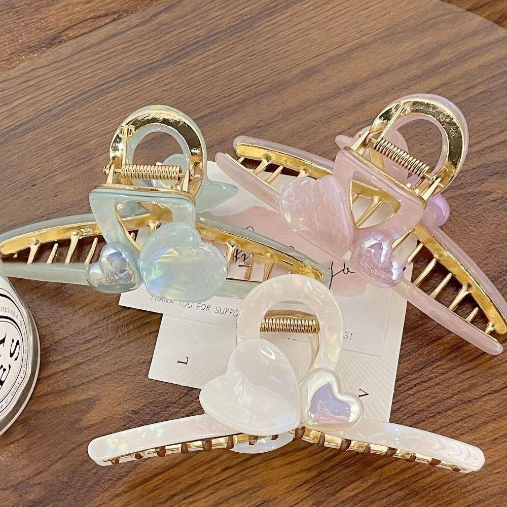 Kẹp Tóc Hình Trái Tim Acetic Acid Nhiều Màu Phong Cách Hàn Quốc Dễ Thương