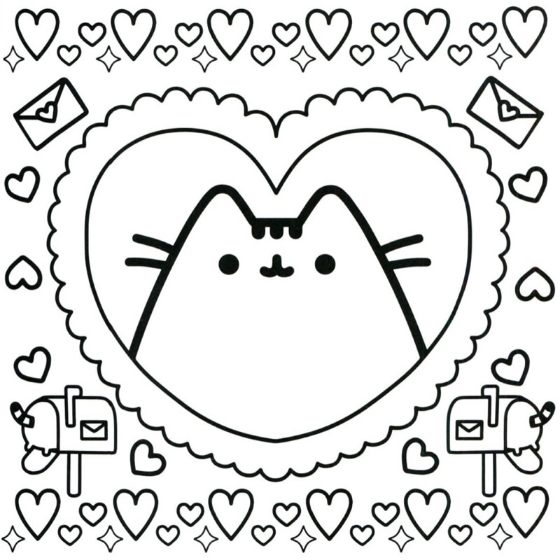 Pusheen Cat - Set 10 Tờ Tranh Tô Màu A4 A5 Dành Cho Màu Sáp, Màu Chì - MANGA ANIME COMIC tô màu
