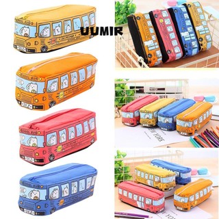  UUMIR Túi Đựng Bút Vải Canvas Cỡ Lớn In Hoạt Hình Xe Buýt Có Khóa Kéo Chuyên Dùng Cho Học Sinh 