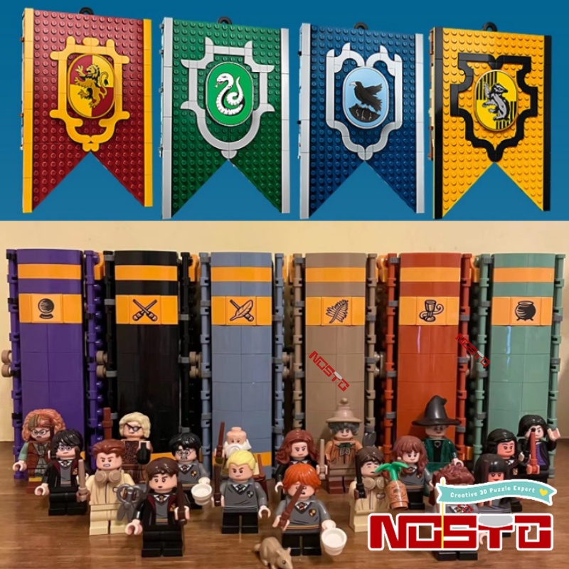 2023 biểu ngữ sách ma thuật harry potter mới gryffindor slytherin ravenclaw hufflepuff khối xây dựng nhà tự làm quà tặng đồ chơi