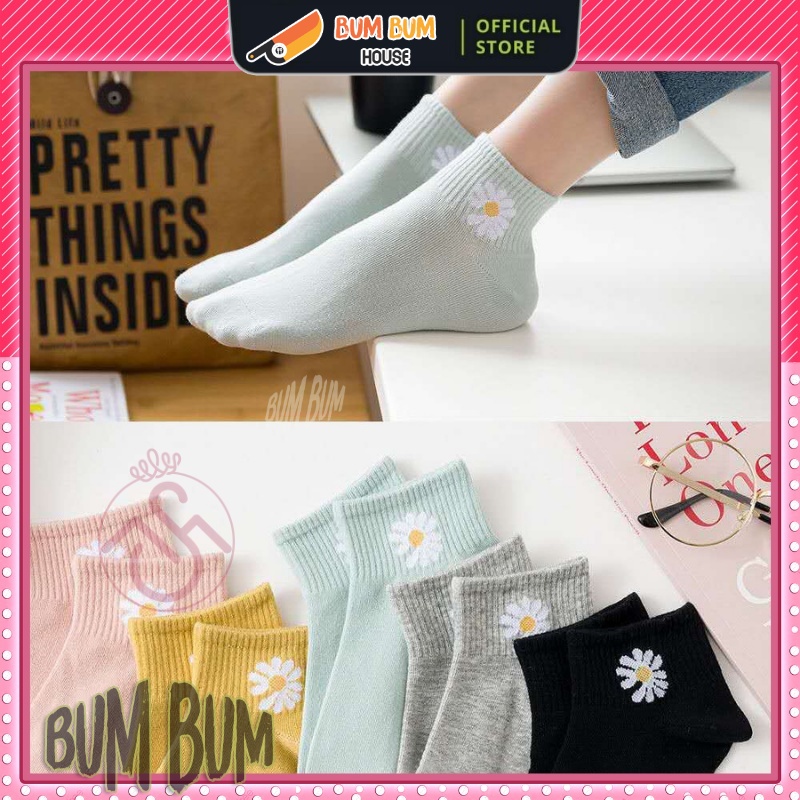Set 1 đôi tất nữ hoa cúc Bum House vớ nữ đẹp cổ trung nhiều màu