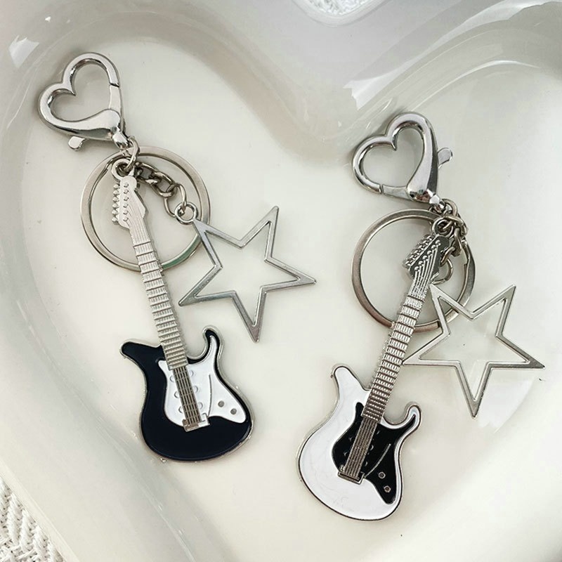 Móc Khóa Hình Đàn Guitar Y2k / Ngôi Sao / Trái Tim Thời Trang Vintage Ngọt Ngào Cho Nữ dreamdiary