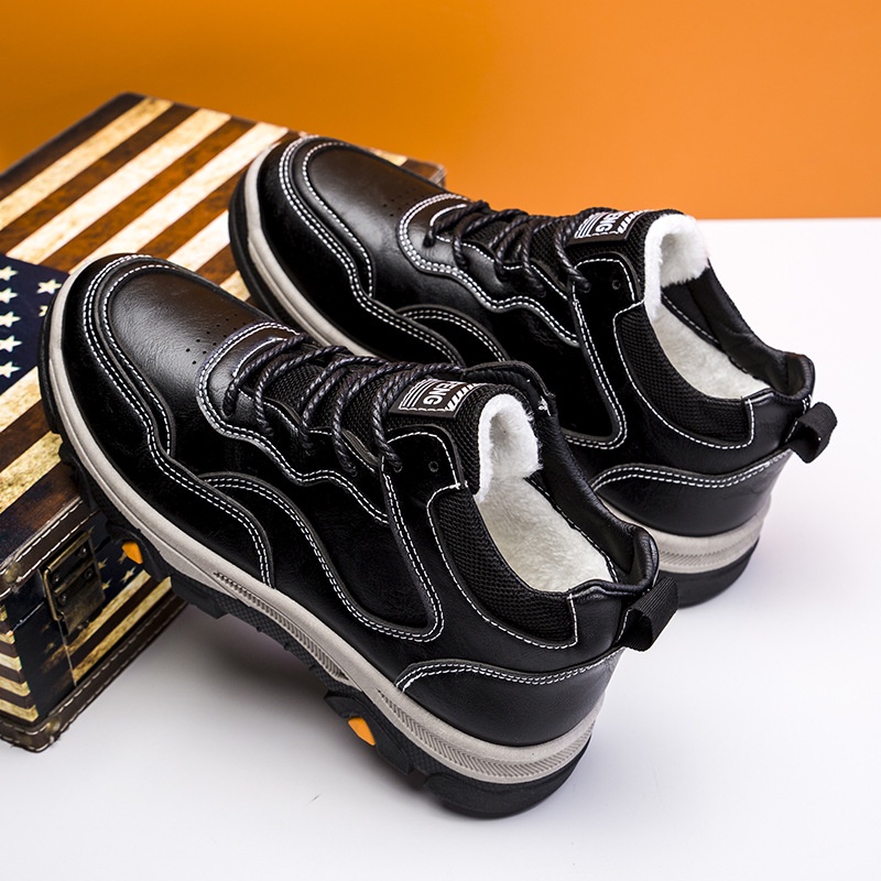 Giày Thể Thao Da Đế Dày Giữ Ấm Thời Trang Thu Đông Cho Nam