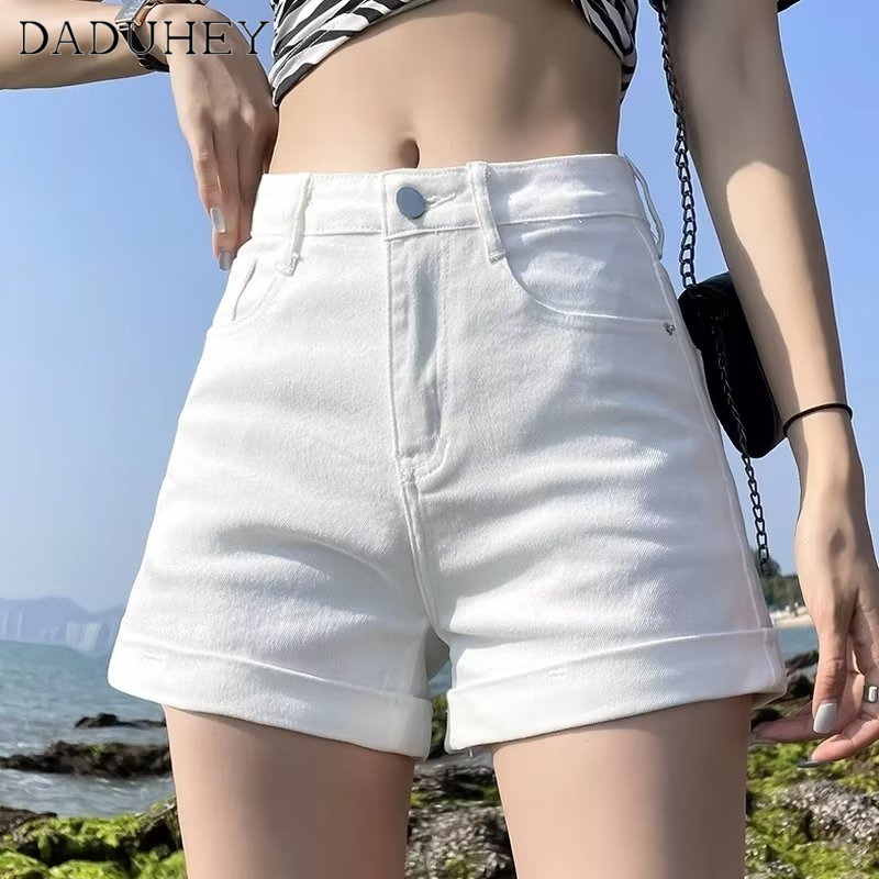 Quần short DADUHEY denim dáng rộng phong cách đường phố Mỹ cao cấp