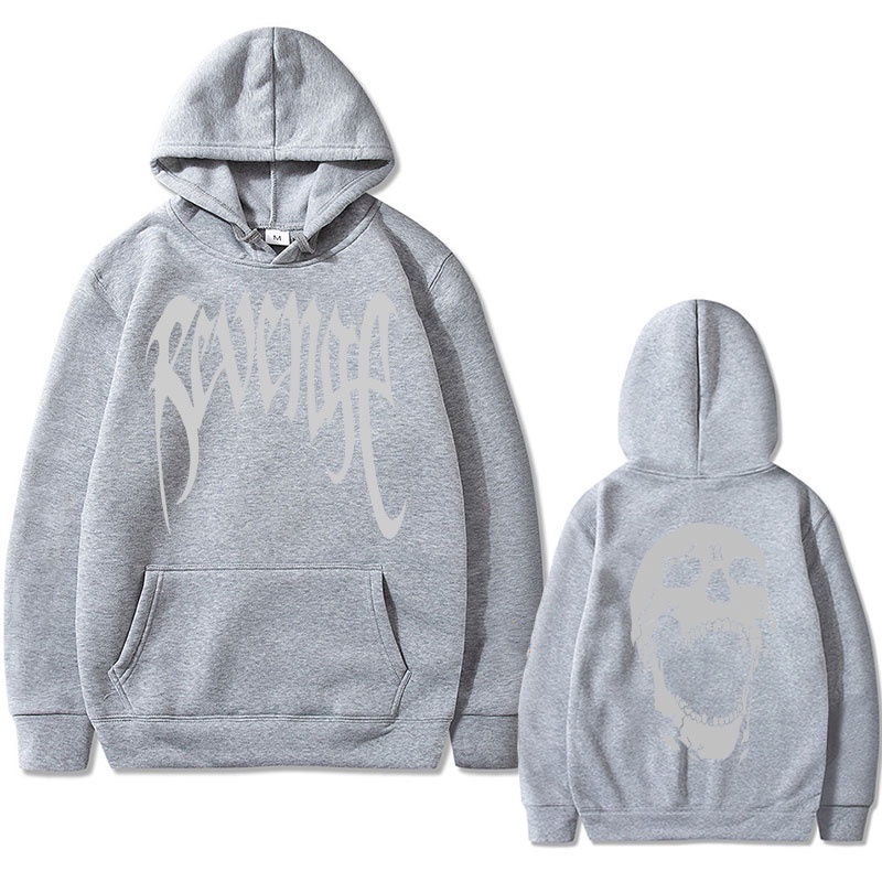 Revenge skeleton skull double sided hoodie autumn winter fleece cotton hoodies oversized men women hip hop fashion sweatshirts