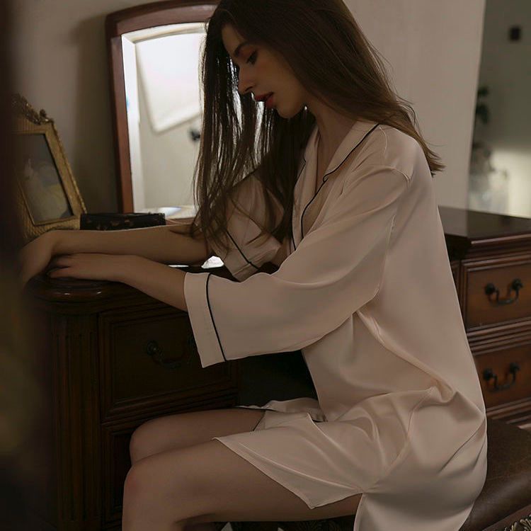 Đầm Ngủ Sơ Mi Dài Ngang Gối Vải Voan Mỏng Dáng Rộng Thời Trang Mùa Hè Cho Bạn Gái