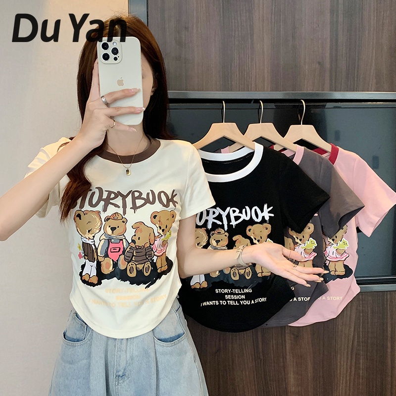 Áo thun DU YAN ngắn tay in họa tiết hoạt hình thời trang dành cho nữ