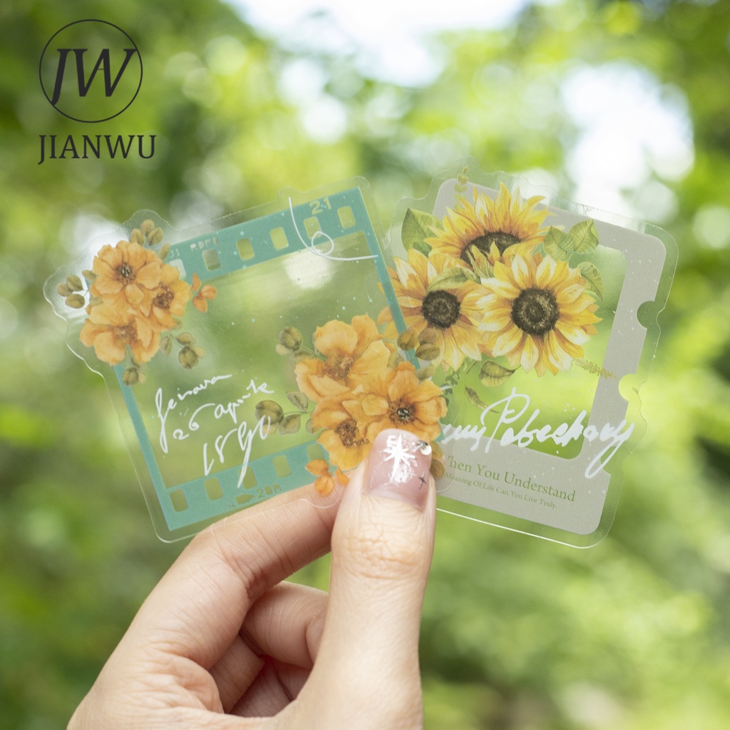 Jianwu 20 tờ hoa màu phim dòng văn học hoa phim viền trang trí nội thất pet sticker sáng tạo tự làm tạp chí cắt dán văn phòng phẩm