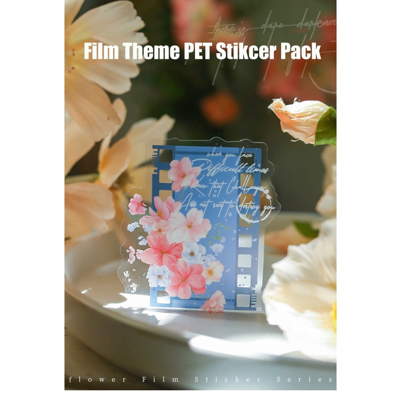 Jianwu 20 tờ hoa màu phim dòng văn học hoa phim viền trang trí nội thất pet sticker sáng tạo tự làm tạp chí cắt dán văn phòng phẩm