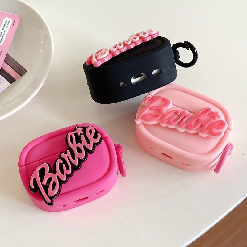 Barbie letter rose red pink black silicone oval barbie letter có thể xoay tương thích cho airpods pro airpods pro2 airpods tai nghe bluetooth không dây thế hệ 3/2/1 vỏ mềm