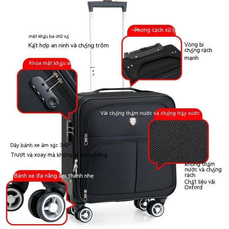 Vali Oxford Buden vali siêu nhẹ nữ vali du lịch công tác nam nắp gập vali da nhỏ tiết diện ngang mở bên