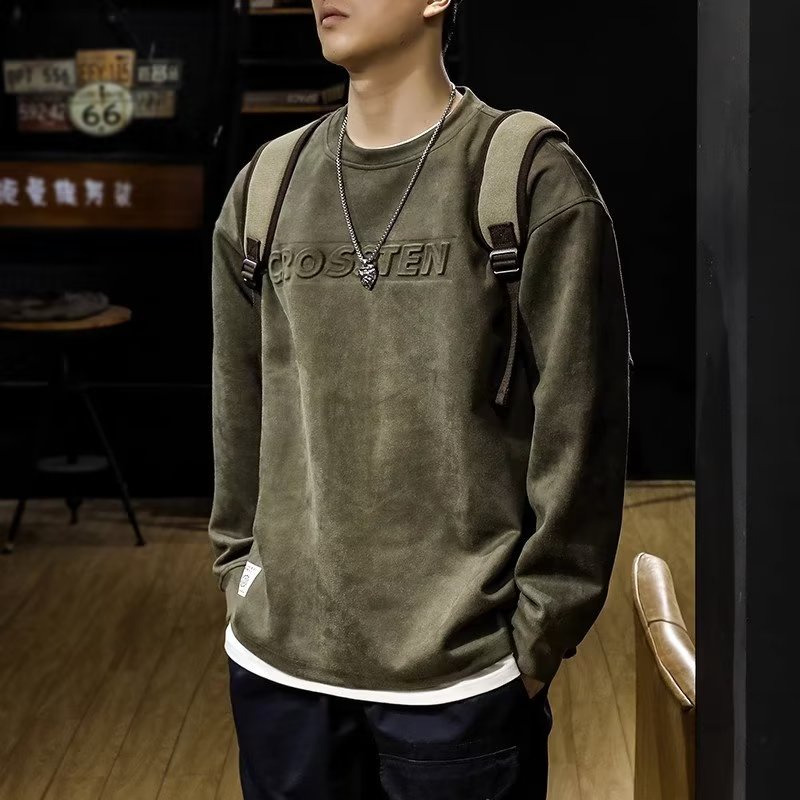 Áo Sweater Da Lộn Cổ Tròn Dáng Rộng In Hình 3D Thời Trang Mùa Thu Dành Cho Nam