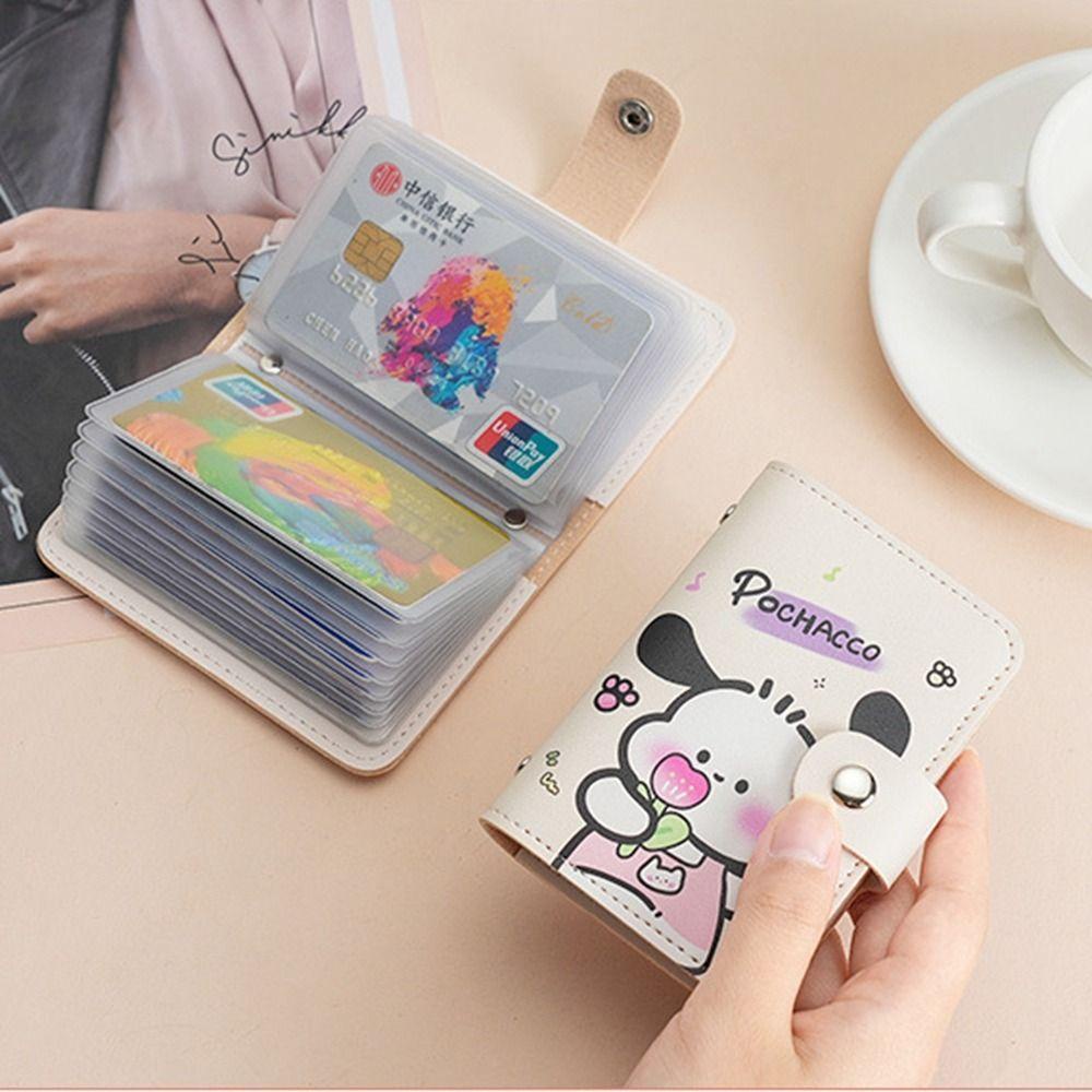 Chủ thẻ hoạt hình shanhai, gấu dâu kuromi, túi đựng thẻ di động chủ danh thiếp da pu du lịch